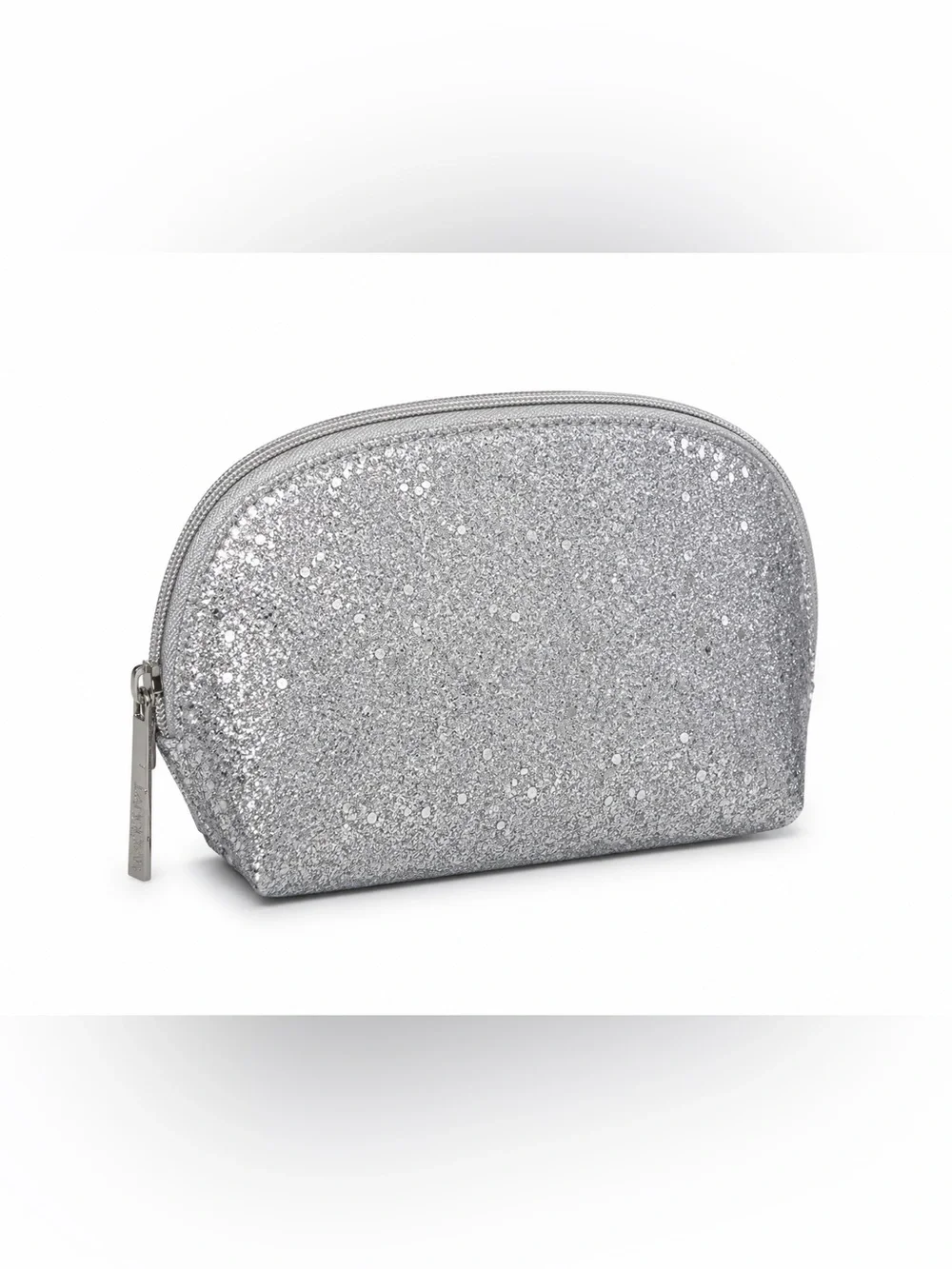 Lancome Silver Glitter Cosmetic Bag Makeup Pouch Travel Toiletry Case 8x5.5